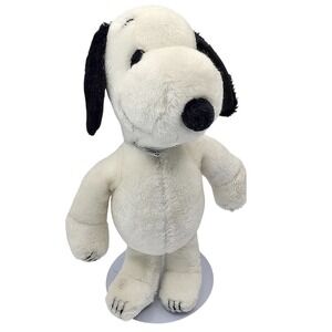 1968 VTG Determined Productions Snoopy Plush Stuffed Toy Small White Peanuts 11"